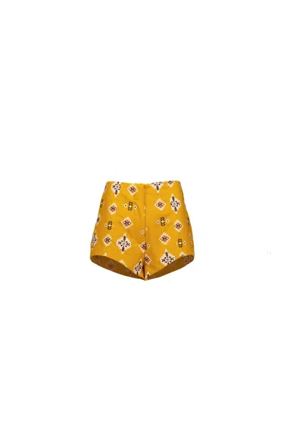 Amotea Donna In Geometric Printed Ochre Cotton