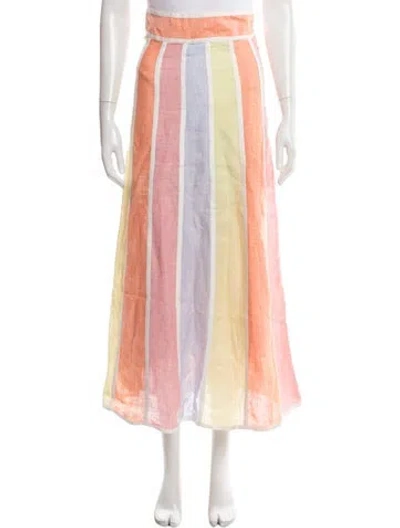 Pre-owned Amotea Linen Midi Length Skirt In Pink