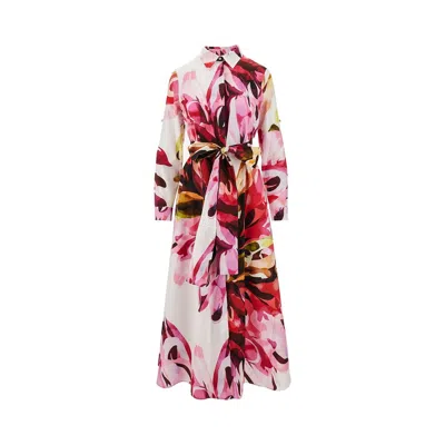 Amotea Printed Cotton Midi Shirt Dress In Multicolor