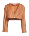 Amotea Woman Blazer Camel Size 4 Polyamide, Cotton In Beige
