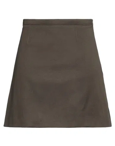 Amotea Woman Mini Skirt Military Green Size 4 Cotton In Brown