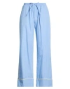 Amotea Woman Pants Sky Blue Size 6 Cotton In Blue