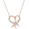 AMOUR AMOUR 0.05 CT TW DIAMOND CURSIVE OPEN HEART NECKLACE IN 10K ROSE GOLD