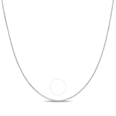 Amour 0.7mm Diamond-cut Cable Chain Necklace In 14k White Gold - 18 In
