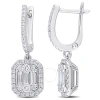 AMOUR AMOUR 1 1/10 CT TDW PARALLEL BAGUETTE DIAMOND HALO CUFF EARRINGS IN 14K WHITE GOLD