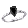 Amour 1 1/10 Ct Tw Pear And Round-cut Black And White Diamond Teardrop Engagement Ring In 14k White In White
