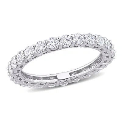 Pre-owned Amour 1 1/2 Ct Dew Created Moissanite Eternity Ring In 10k White Gold