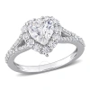AMOUR AMOUR 1 1/2 CT DEW CREATED MOISSANITE HEART HALO ENGAGEMENT RING IN STERLING SILVER