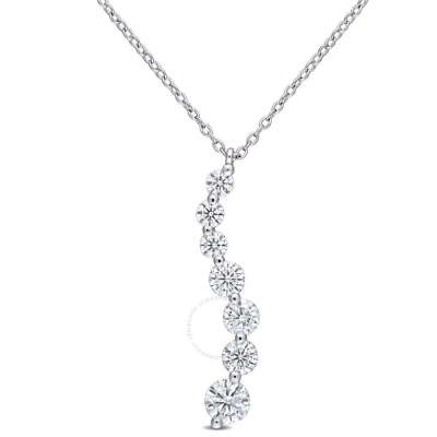 Amour 1 1/2 Ct Dew Created Moissanite Journey Pendant With Chain In Sterling Silver In White