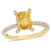 AMOUR AMOUR 1 1/2 CT TGW CITRINE AND 1/10 CT TW DIAMOND RING IN 10K YELLOW GOLD