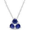 AMOUR AMOUR 1 1/2 CT TGW CREATED BLUE SAPPHIRE AND CREATED WHITE SAPPHIRE 3-STONE PENDANT WITH CHAIN IN ST