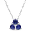 Amour 1 1/2 Ct Tgw Created Blue Sapphire And Created White Sapphire 3-stone Pendant With Chain In St In White