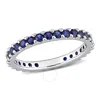 AMOUR AMOUR 1 1/2 CT TGW CREATED BLUE SAPPHIRE ETERNITY RING IN 10K WHITE GOLD