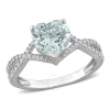 AMOUR AMOUR 1 1/2 CT TGW HEART AQUAMARINE 1/5 CT TDW DIAMOND INFINITY RING IN 14K WHITE GOLD