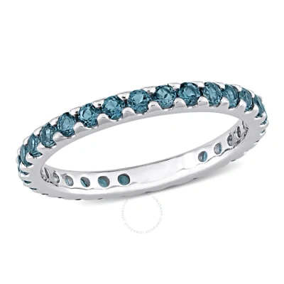 Amour 1 1/2 Ct Tgw London Blue Topaz Eternity Ring In 10k White Gold In Metallic