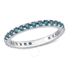 AMOUR AMOUR 1 1/2 CT TGW LONDON BLUE TOPAZ ETERNITY RING IN 10K WHITE GOLD