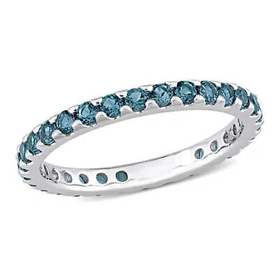Pre-owned Amour 1 1/2 Ct Tgw London Blue Topaz Eternity Ring In 10k White Gold