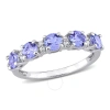 Amour 1 1/2 Ct Tgw Tanzanite And White Topaz Semi Eternity Ring In Sterling Silver In White