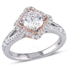 AMOUR AMOUR 1 1/2 CT TW DIAMOND HALO SPLIT SHANK ENGAGEMENT RING IN 2-TONE ROSE AND WHITE 14K GOLD