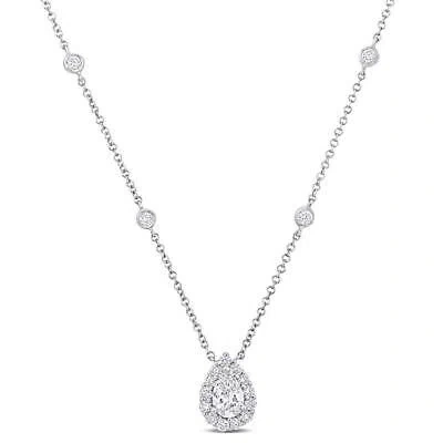 Pre-owned Amour 1 1/2 Ct Tw Pear And Round Diamond Necklace In Platinum In White