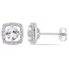 Amour 1 1/3 Ct Tgw Created White Sapphire And Diamond Stud Earrings In 10k White Gold In White
