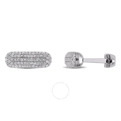 Amour 1 1/3 Ct Tgw White Sapphire Oval Cufflinks In Sterling Silver