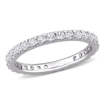 Pre-owned Amour 1 1/3 Ct Tgw White Topaz Eternity Ring In 10k White Gold