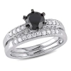 Amour 1 1/3 Ct Tw Black And White Diamond Bridal Set In 10k White Gold In Black / Gold / White