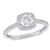 Amour 1 1/3 Ct Tw Cushion-cut Diamond Halo Engagement Ring In 14k White Gold In White