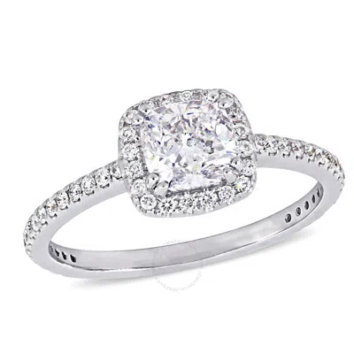 Amour 1 1/3 Ct Tw Cushion-cut Diamond Halo Engagement Ring In 14k White Gold In Metallic