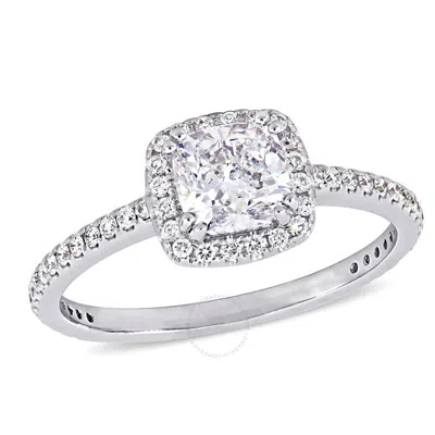 Amour 1 1/3 Ct Tw Cushion-cut Diamond Halo Engagement Ring In 14k White Gold