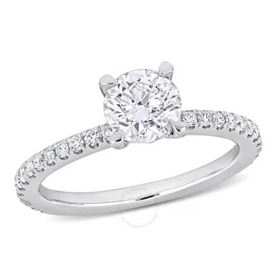 Amour 1 1/3 Ct Tw Diamond Solitaire Engagement Ring In 14k White Gold In Green