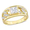 AMOUR AMOUR 1 1/3 CT TW MOISSANITE MEN'S RING WITH LINK DESIGN IN 10K YELLOW GOLD