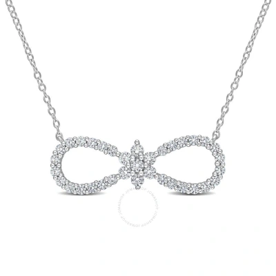 Amour 1 1/4 Ct Tgw Created White Sapphire Infinity Floral Pendant With Chain In Sterling Silver