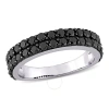 Amour 1 1/5 Ct Tgw Double Row Black Spinel Ring In Sterling Silver With Black Rhodium In White
