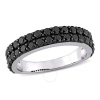 AMOUR AMOUR 1 1/5 CT TGW DOUBLE ROW BLACK SPINEL RING IN STERLING SILVER WITH BLACK RHODIUM