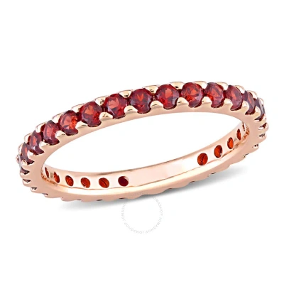 Amour 1 1/5 Ct Tgw Garnet Eternity Ring In 10k Rose Gold In Red