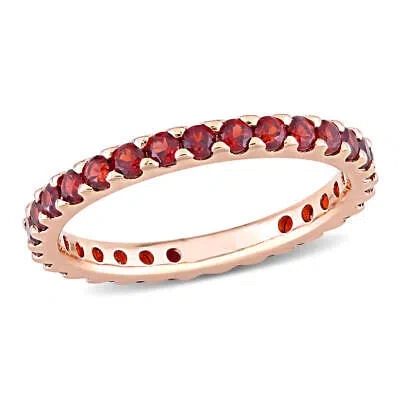 Pre-owned Amour 1 1/5 Ct Tgw Garnet Eternity Ring In 10k Rose Gold In Pink