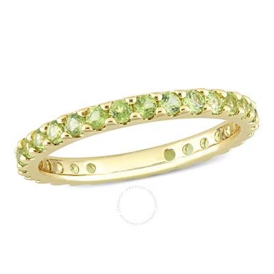 Amour 1 1/5 Ct Tgw Peridot Eternity Ring In 10k Yellow Gold In Green