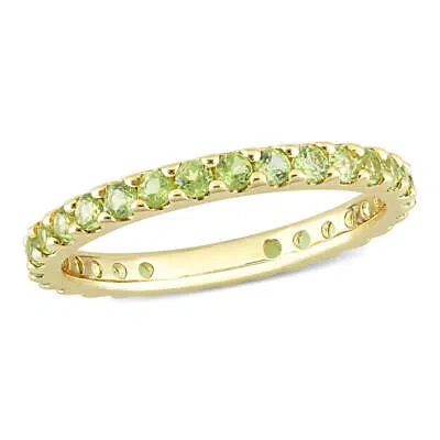 Pre-owned Amour 1 1/5 Ct Tgw Peridot Eternity Ring In 10k Yellow Gold