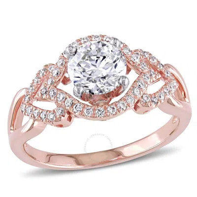 Amour 1 1/5 Ct Tw Diamond Open Heart Engagement Ring In 14k Rose Gold