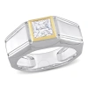 AMOUR AMOUR 1 1/5 CT TW MOISSANITE SOLITAIRE MEN'S RING IN 2-TONE STERLING SILVER WITH YELLOW GOLD PLATING
