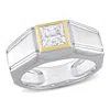 Amour 1 1/5 Ct Tw Moissanite Solitaire Men's Ring In 2-tone Sterling Silver With Yellow Gold Plating In Two Tone