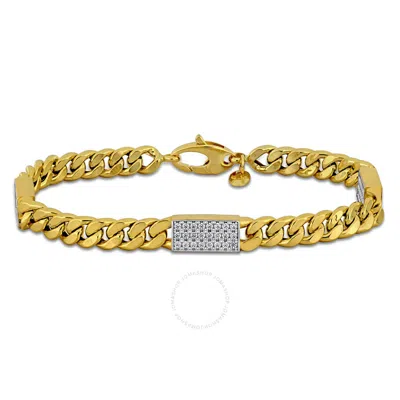 Amour 1 1/6 Ct Tgw Cubic Zirconia Curb Link Bracelet In 14k Two Tone Gold - 7.5 In