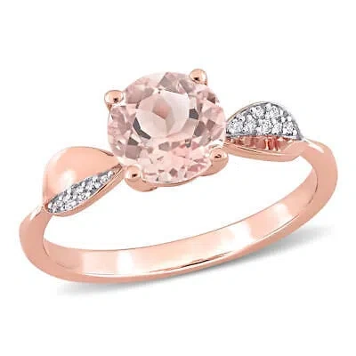 Pre-owned Amour 1 1/6 Ct Tgw Morganite And Diamond Accent Ring In 14k Rose Gold In Pink