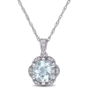 Amour 1 1/7 Ct Tgw Aquamarine And Diamond Accent Flower Necklace In 14k White Gold In White