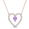 Amour 1 1/8 Ct Tgw Amethyst And White Topaz Open Heart Pendant With Chain In Rose Plated Sterling Si In Pink