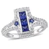 AMOUR AMOUR 1-1/8 CT TGW CREATED BLUE AND CREATED WHITE SAPPHIRE STATEMENT RING IN STERLING SILVER