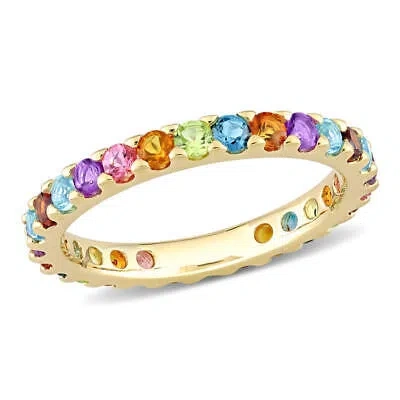 Pre-owned Amour 1 1/8 Ct Tgw Multi-gemstone Eternity Ring In 10k Yellow Gold