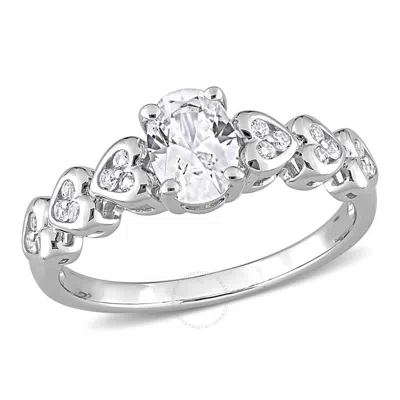 Amour 1 2/5 Ct Tgw Oval And Heart Shape Created White Sapphire Ring In Sterling Silver In Metallic
